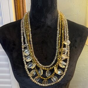 Elegant Gold and Silver Multi-Layer Necklace